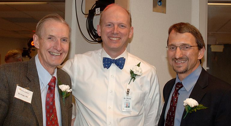 Jim Gage, MD, with colleagues Steven Koop, MD, and Tom Novacheck, MD. 
