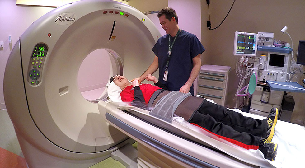 Gillette patient during CT scan 