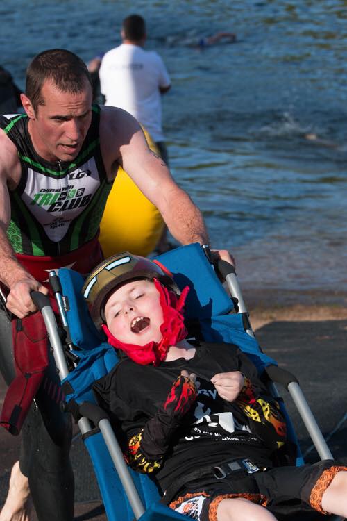 Gillette patient Jeffrey with his dad while running
