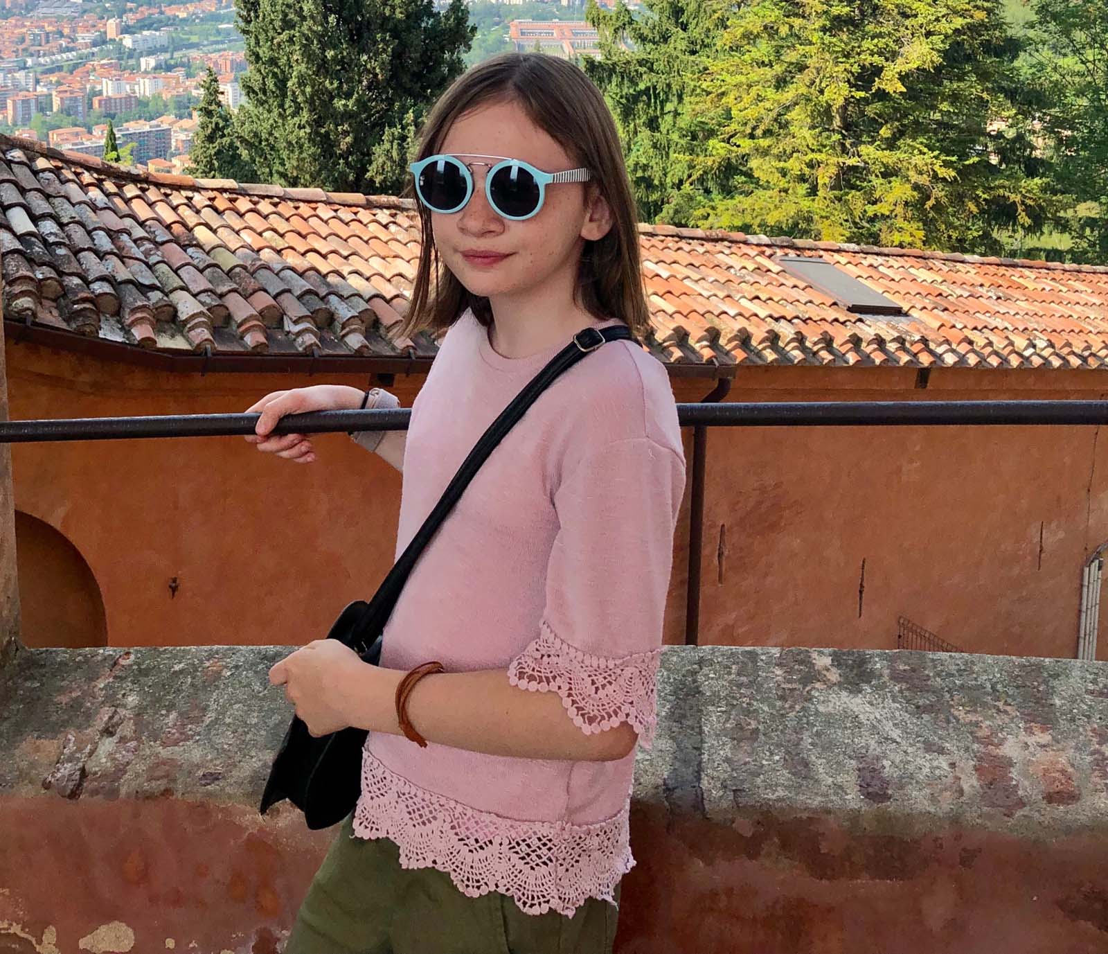 Sophia on a trip in Italy