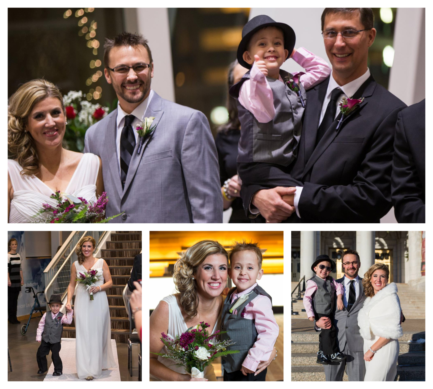 A collage of photos of the Vavruska's wedding