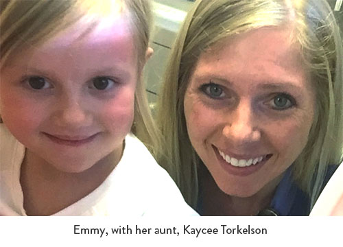 Emmy, with her aunt, Kaycee Torkelson