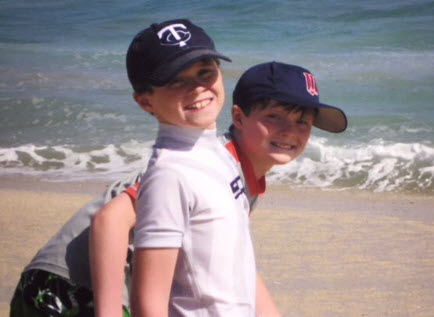 George and jack near the ocean