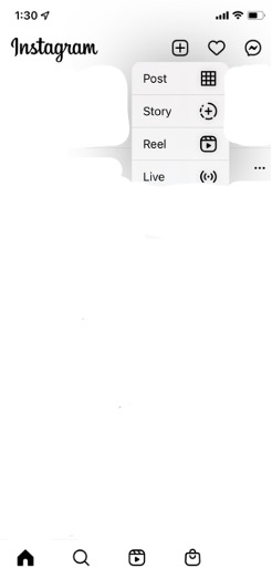 instagram plus button for a post indication