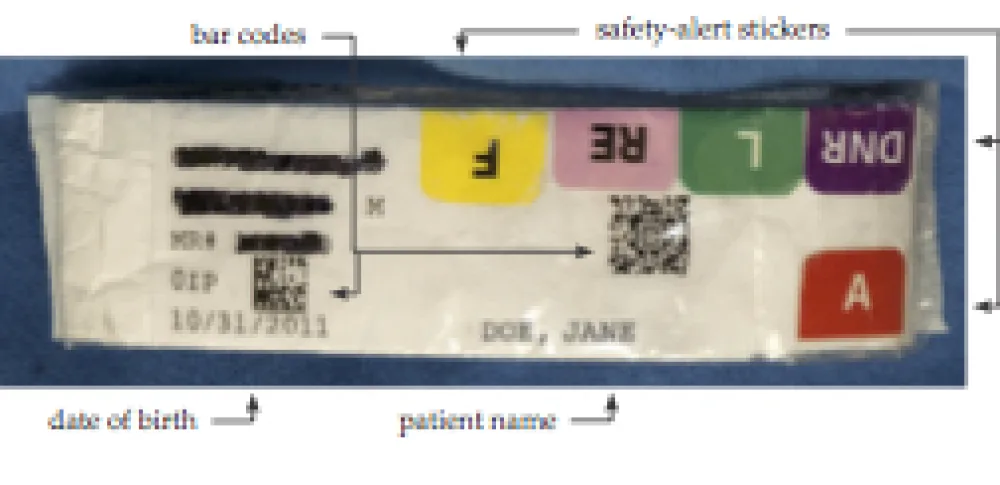 Photo of hospital ID band.