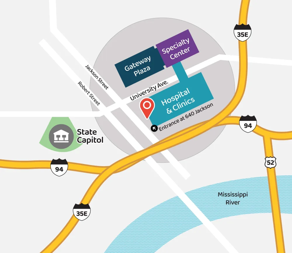 Map of St. Paul campus  - Gillette Children's.