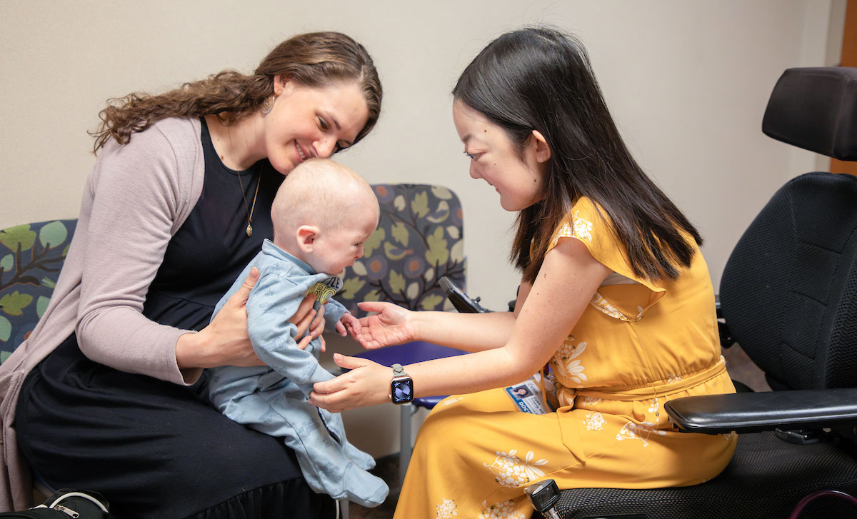 Gillette Children's patient, Matthew Hendrickx during an exam visit with Dr. Truong