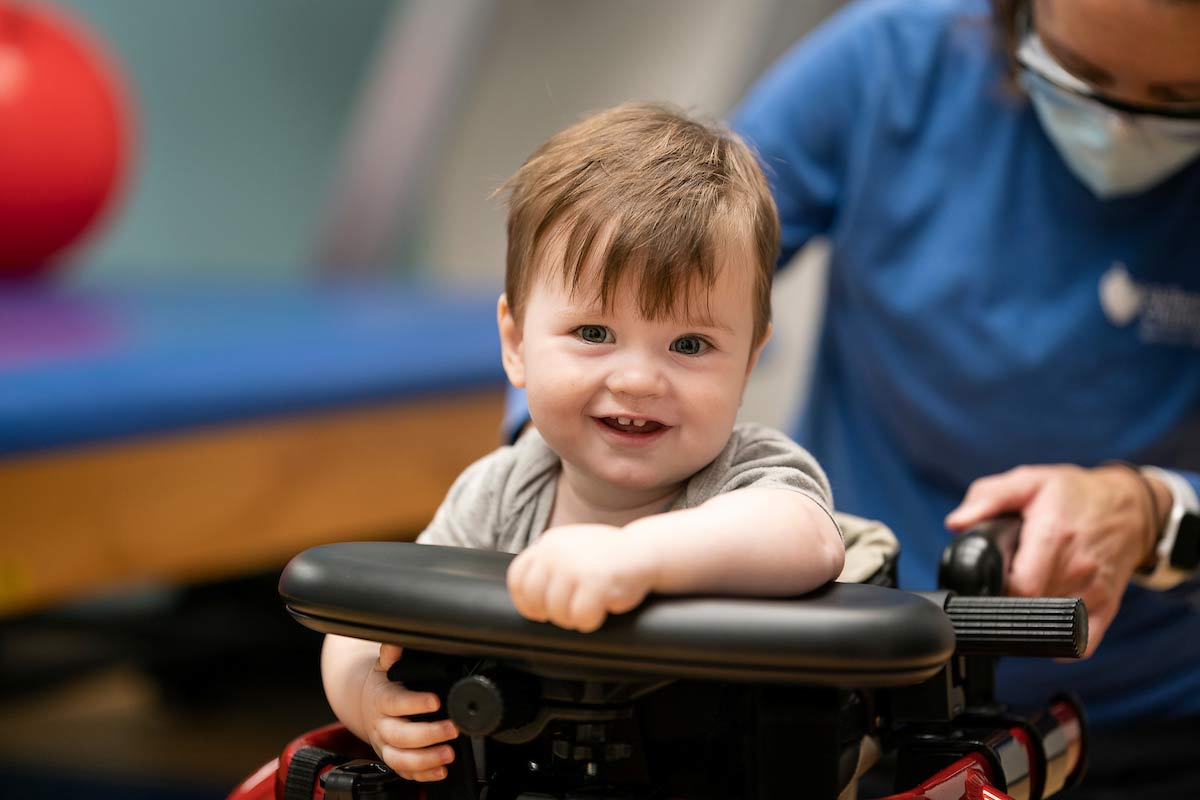 Gillette Children's epilepsy patient, Richard Irvin during a PT visit.