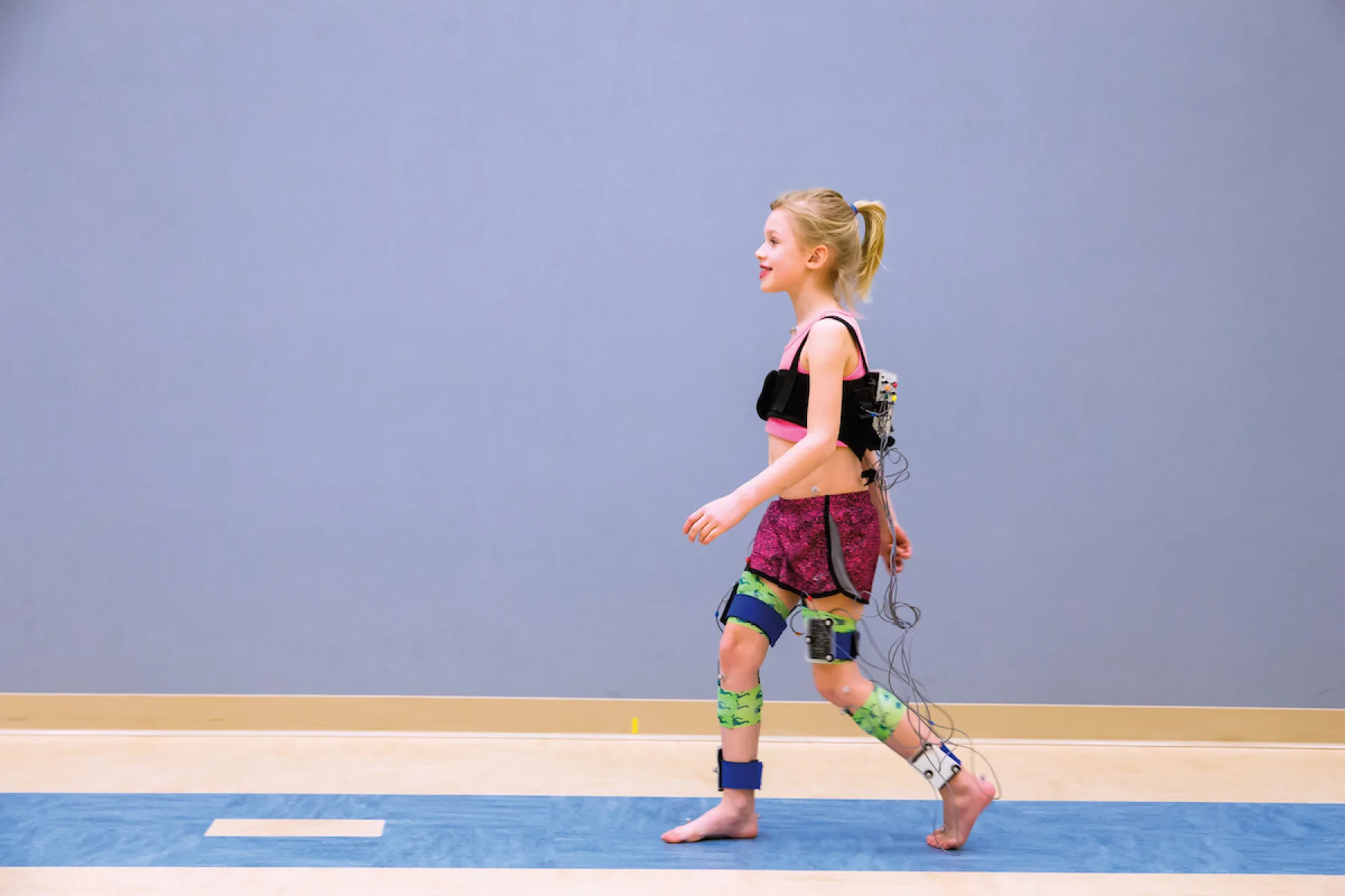 Gillette Children's patient, Peyton Rozumalski, during a visit to the Gait Lab.