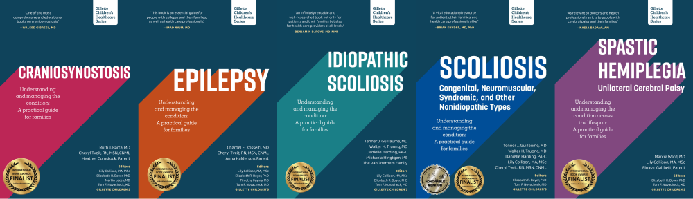 Gillette Children's Healthcare Series book cover with badges