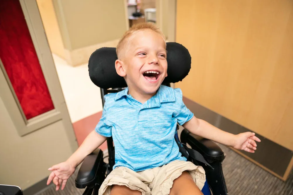 Harrison smiles at Gillette Children's.