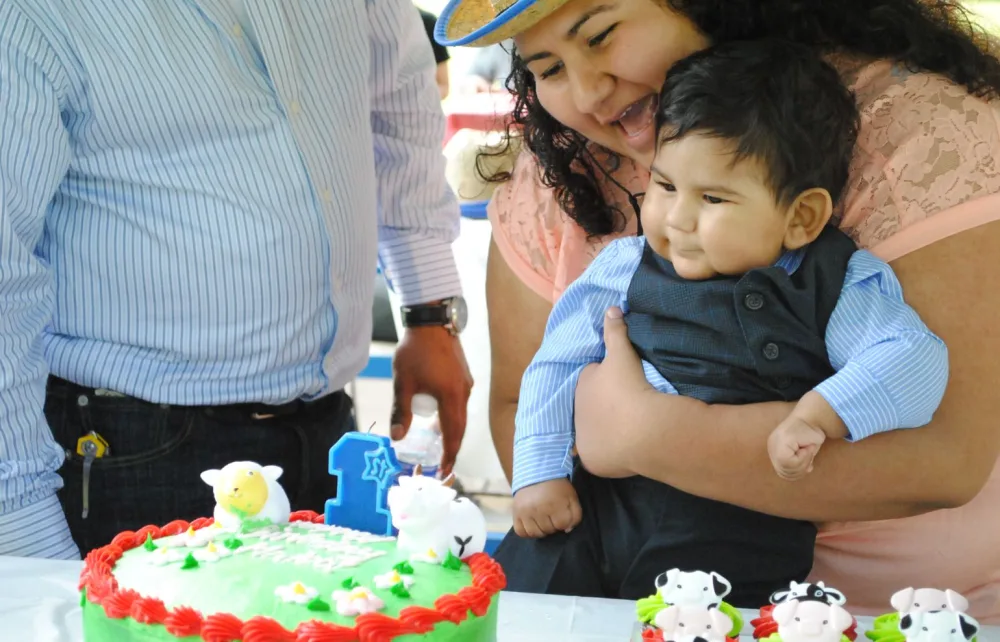 Mateo at his first birthday party with Gillette Children's.