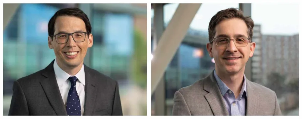 Professional photo of Dr. Nick Nahm and Dr. Andrew Georgiadis at Gillette Children's.