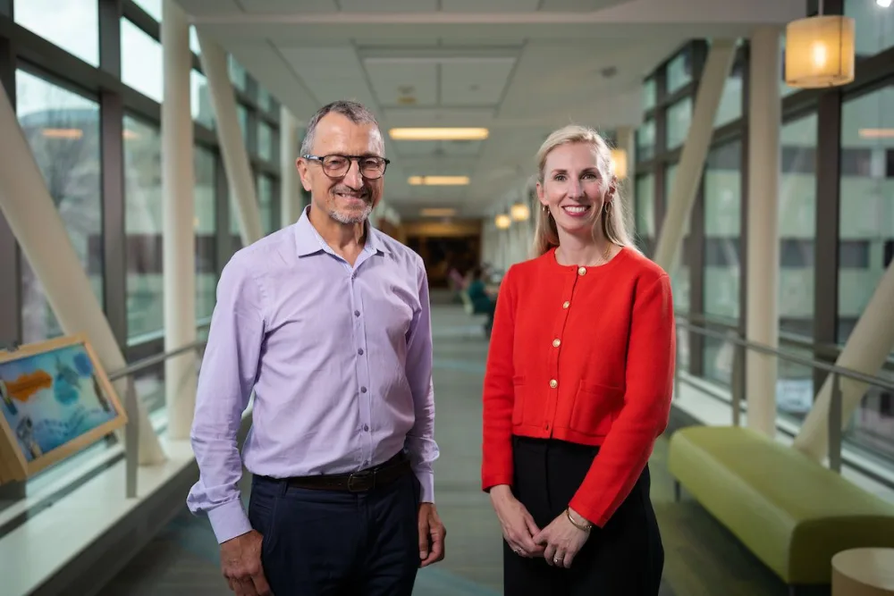 Dr. Novacheck and Dr. Bushaw smiling for photo at Gillette Children's.