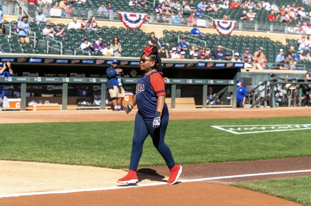 zalayaa on field of Twins Game at Gillette Children's.