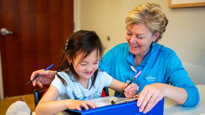 Gillette Children's neurologists have strong partnerships with occupational therapists to asses a child’s muscle tone, movement and development.