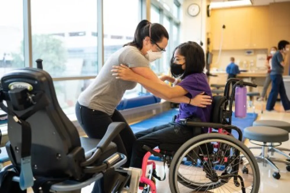 Patient receives physical therapy at Gillette Children's.