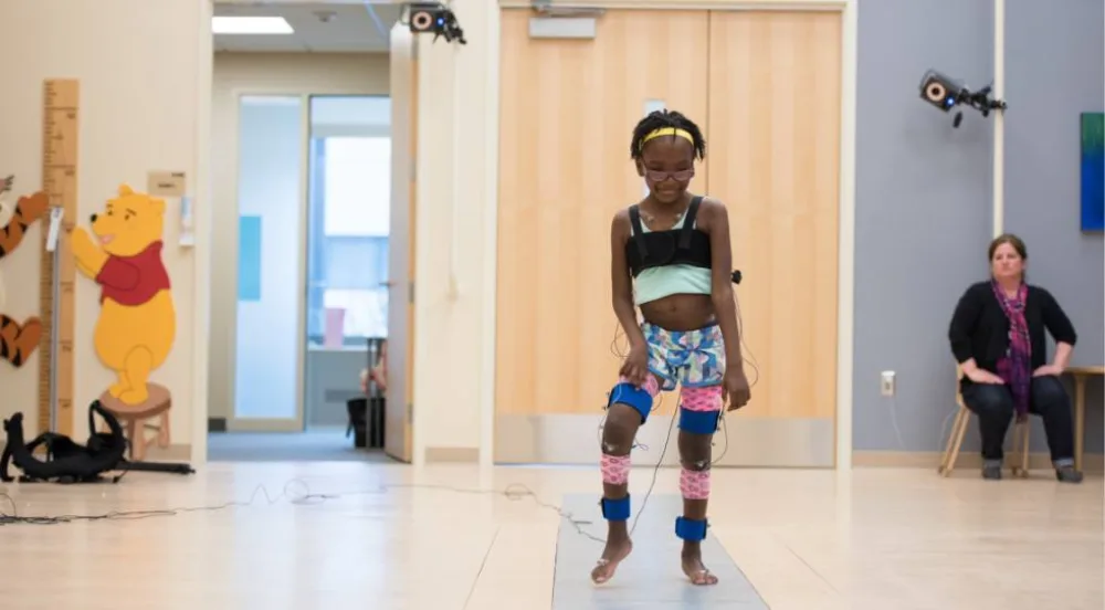 Child in gait lab  - Gillette Children's.