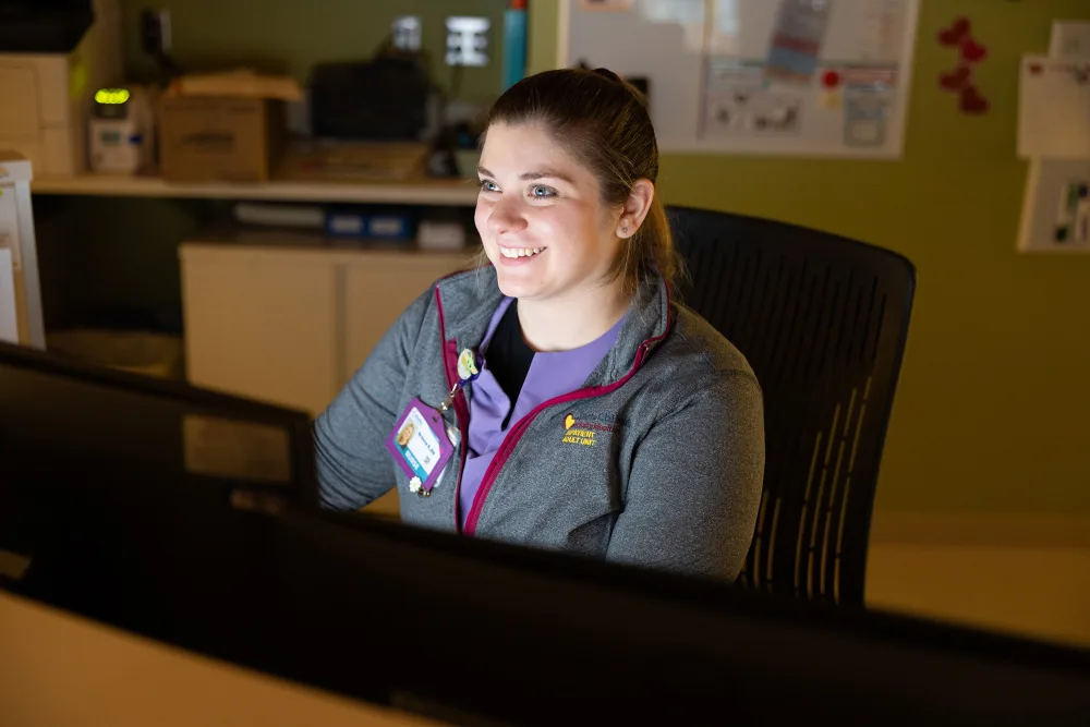 Nurse looking at monitor  - Gillette Children's.