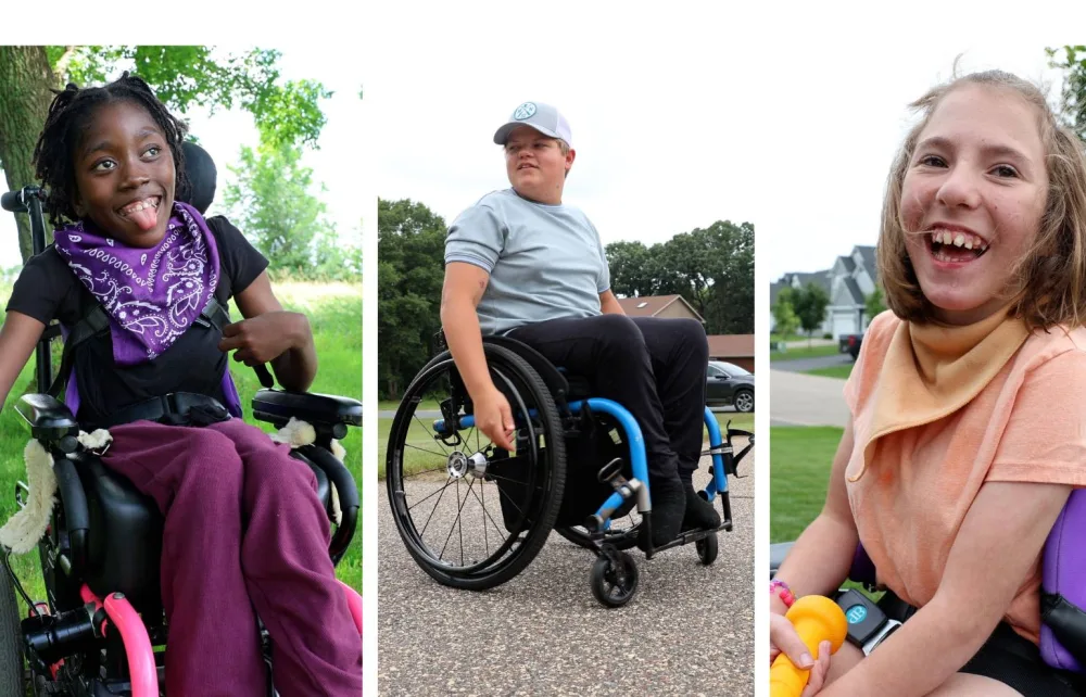 A photo collage of three Gillette Children's patients who deal with chronic pain.