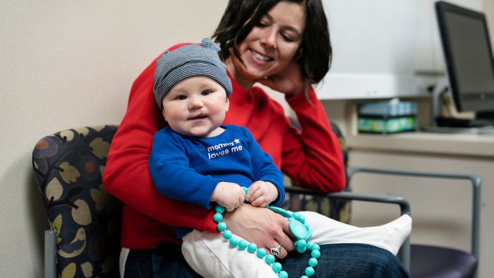 Gillette Children's Cleft Lip patient Micah Wagoner during a clinic visit.