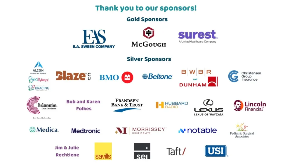 Graphic of 2025 Golf Tournament sponsor logos  - Gillette Children's.