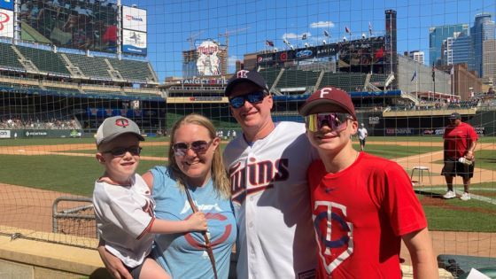 Owen and his family at Target Field to watch a Minnesota Twins baseball game.