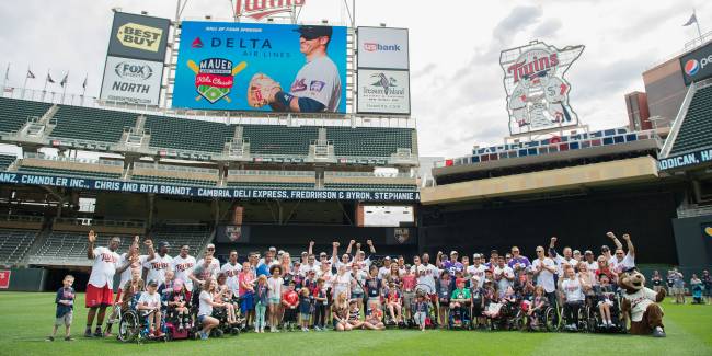 View of attendees at 2017 Mauer Kids Classic on Target Field.